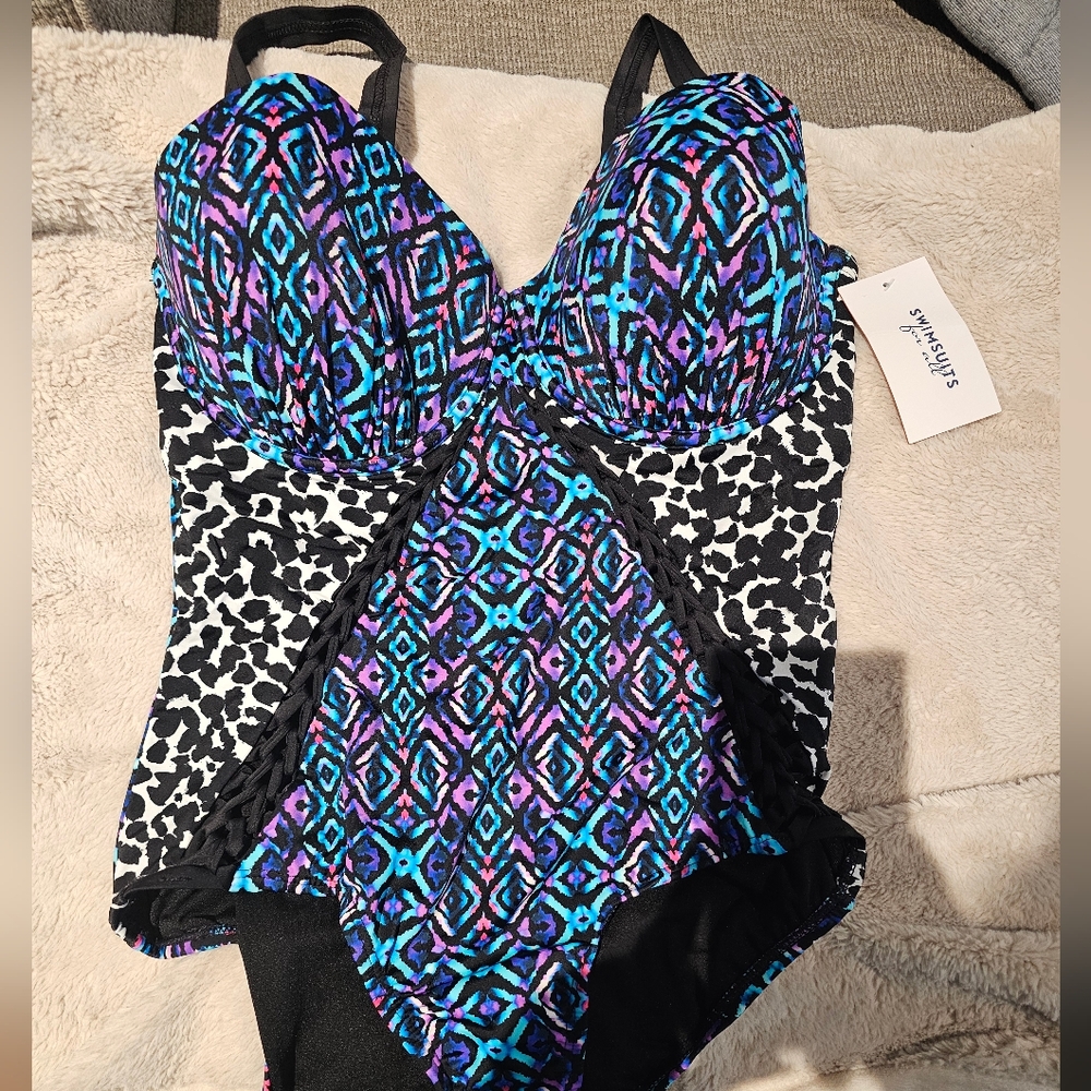 Sexy Swimsuits For All Blue, Purple & Black One-Piece Swimsuit